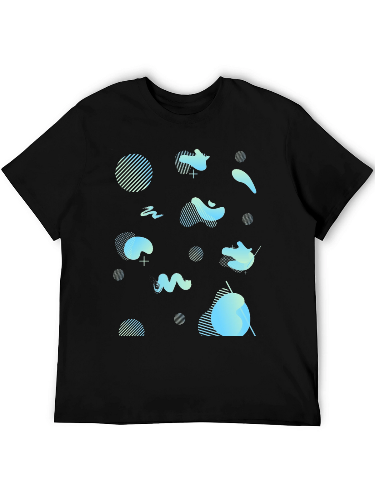 Abstract Print Black Crew Neck T-Shirt