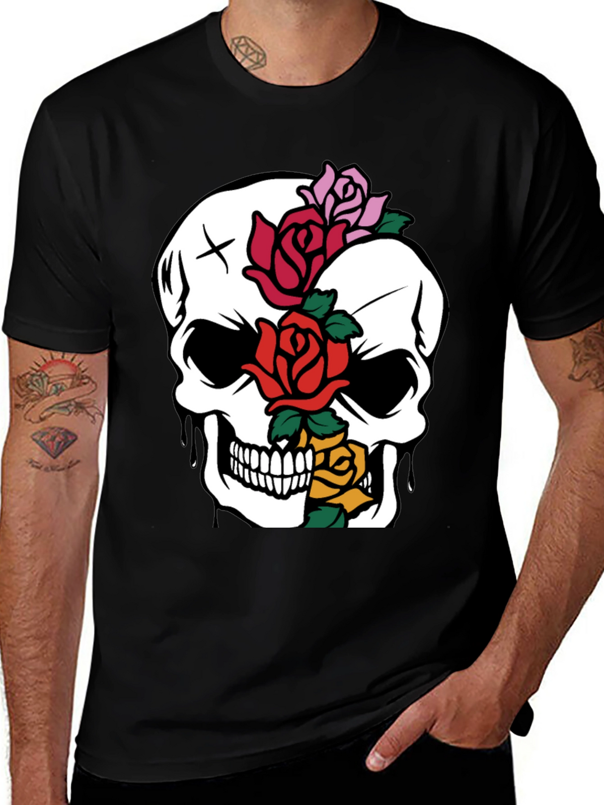 Skull & Roses Graphic Tee - Unique Style