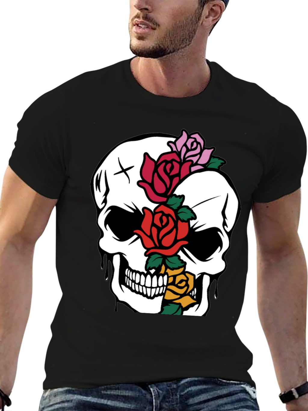 Skull & Roses Graphic Tee - Unique Style