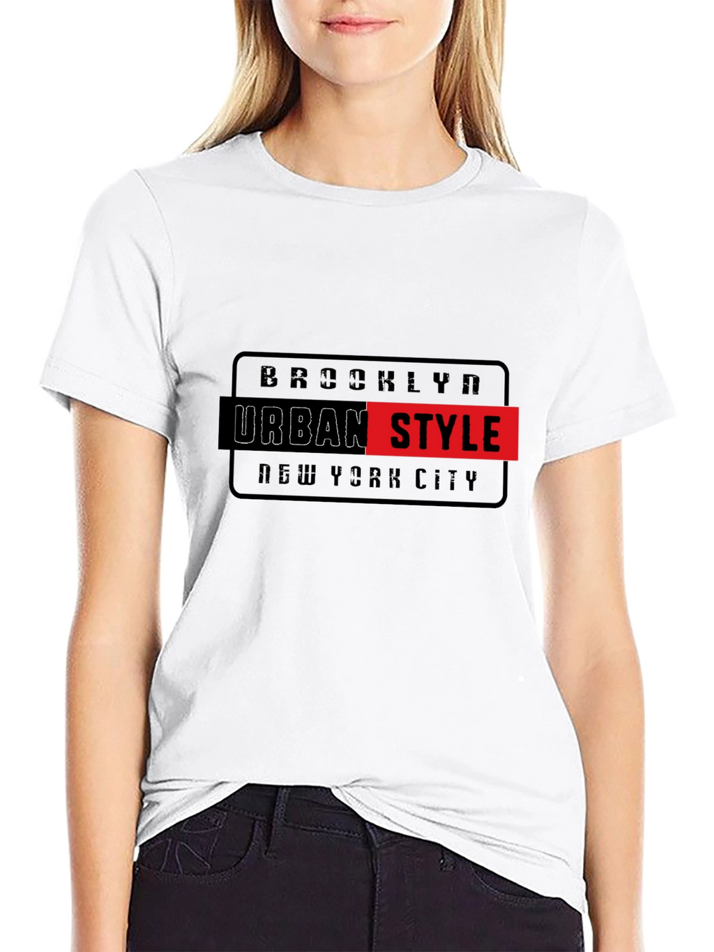 Brooklyn Urban Style Graphic Print Black T-Shirt
