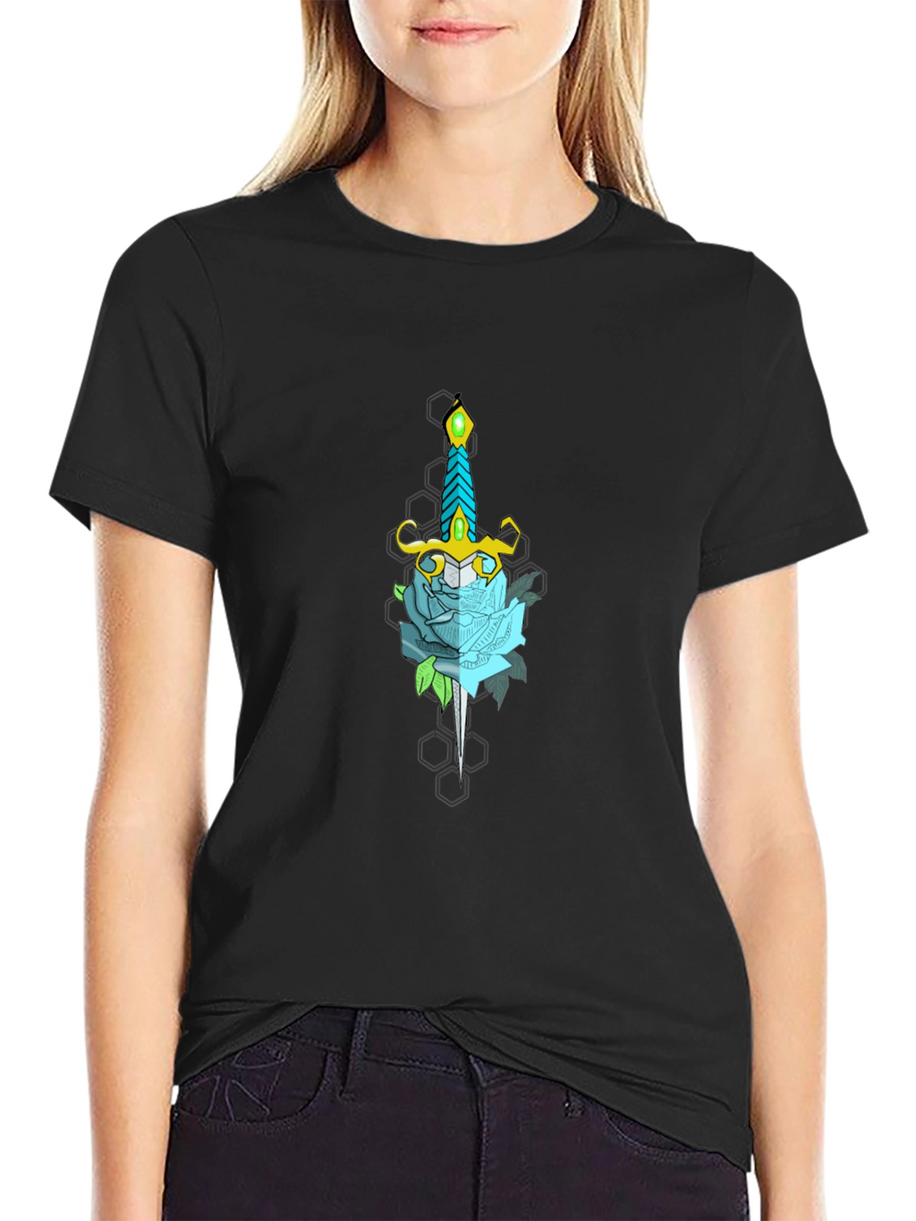 Sword and Rose Graphic Tee - Black