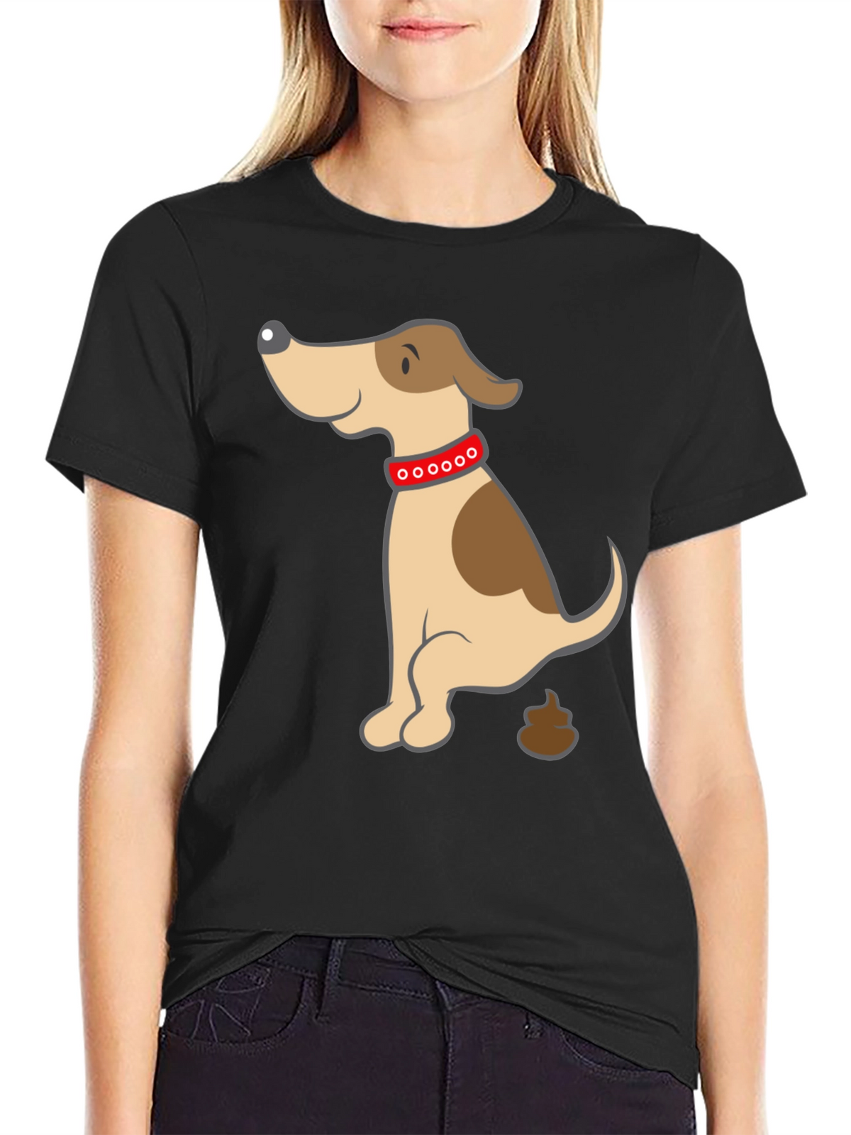 Funny Dog Poop Cartoon Black T-Shirt