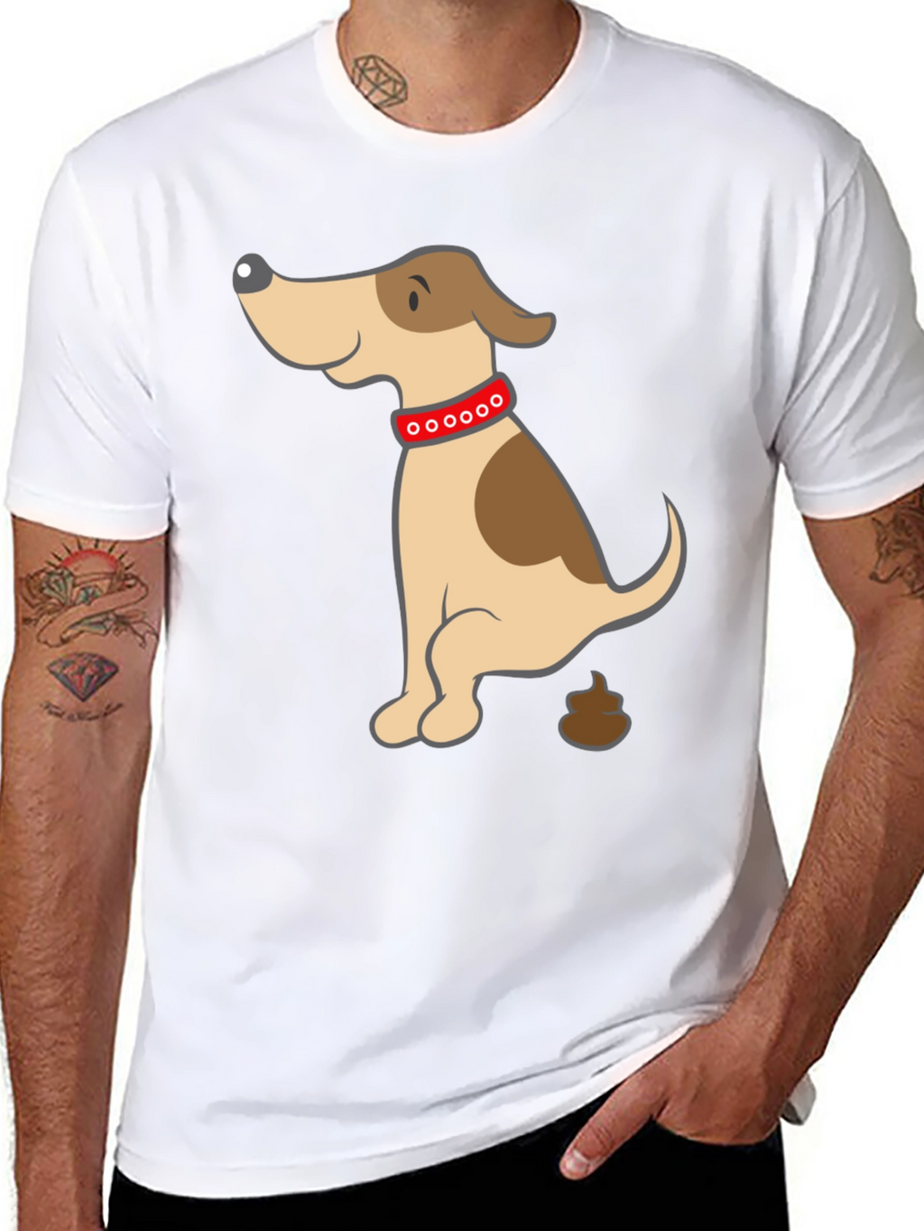 Funny Dog Poop Cartoon Black T-Shirt