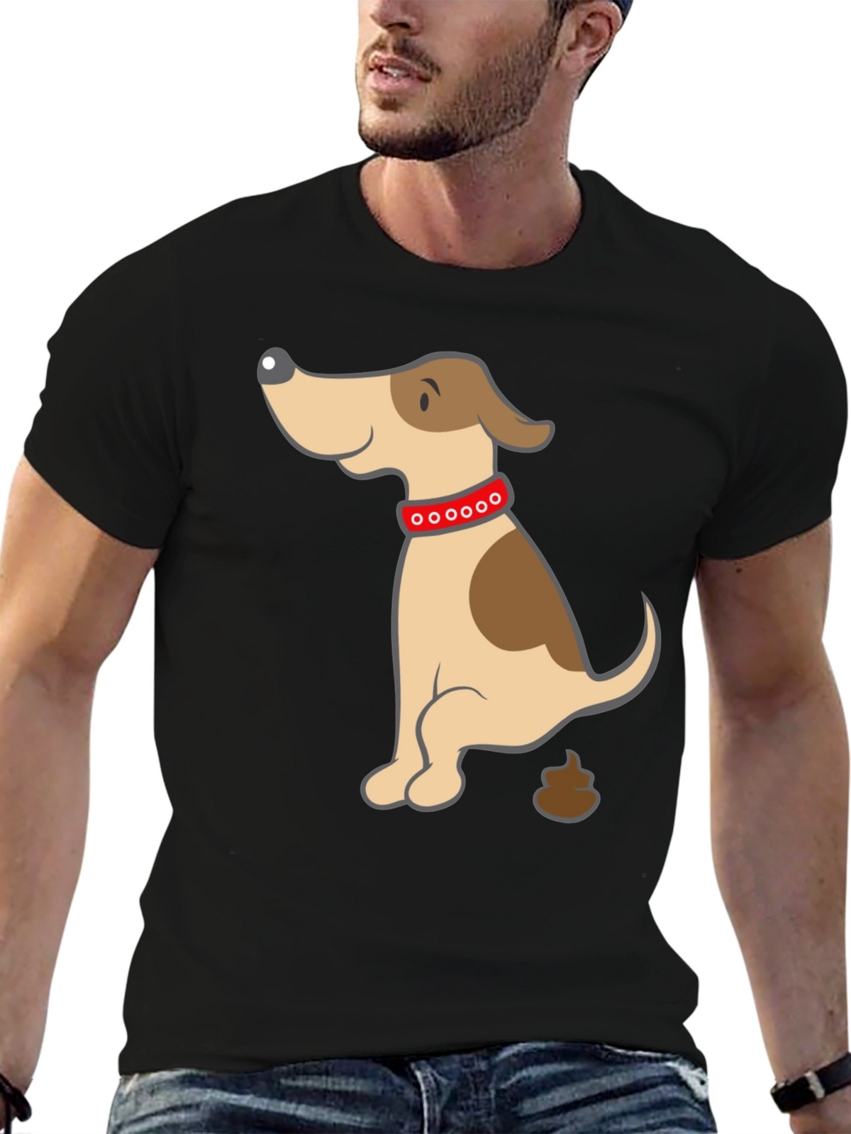 Funny Dog Poop Cartoon Black T-Shirt