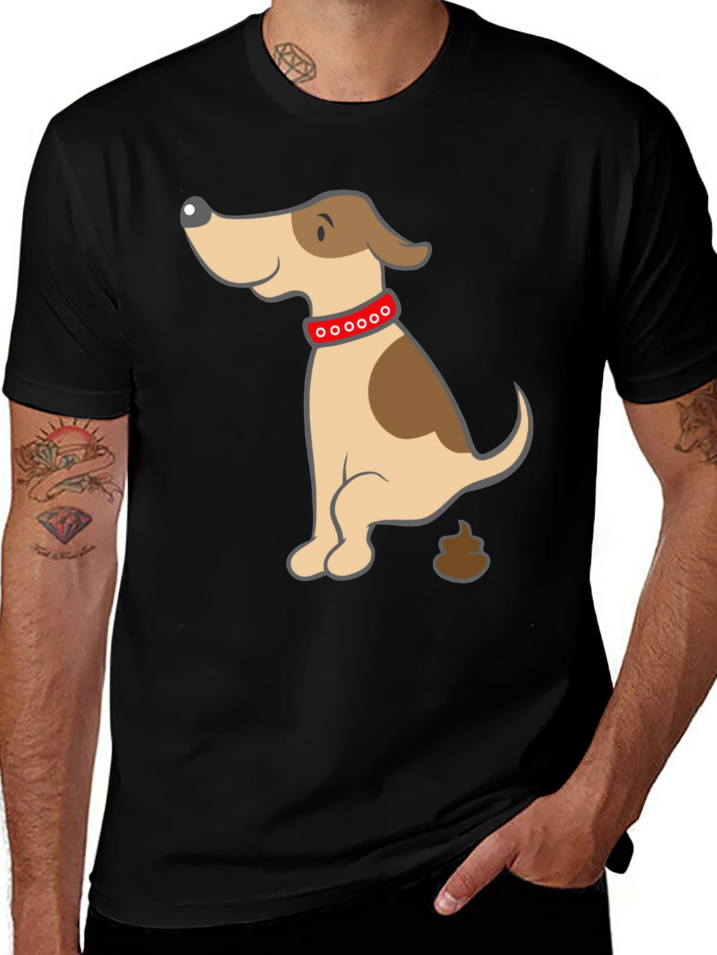 Funny Dog Poop Cartoon Black T-Shirt