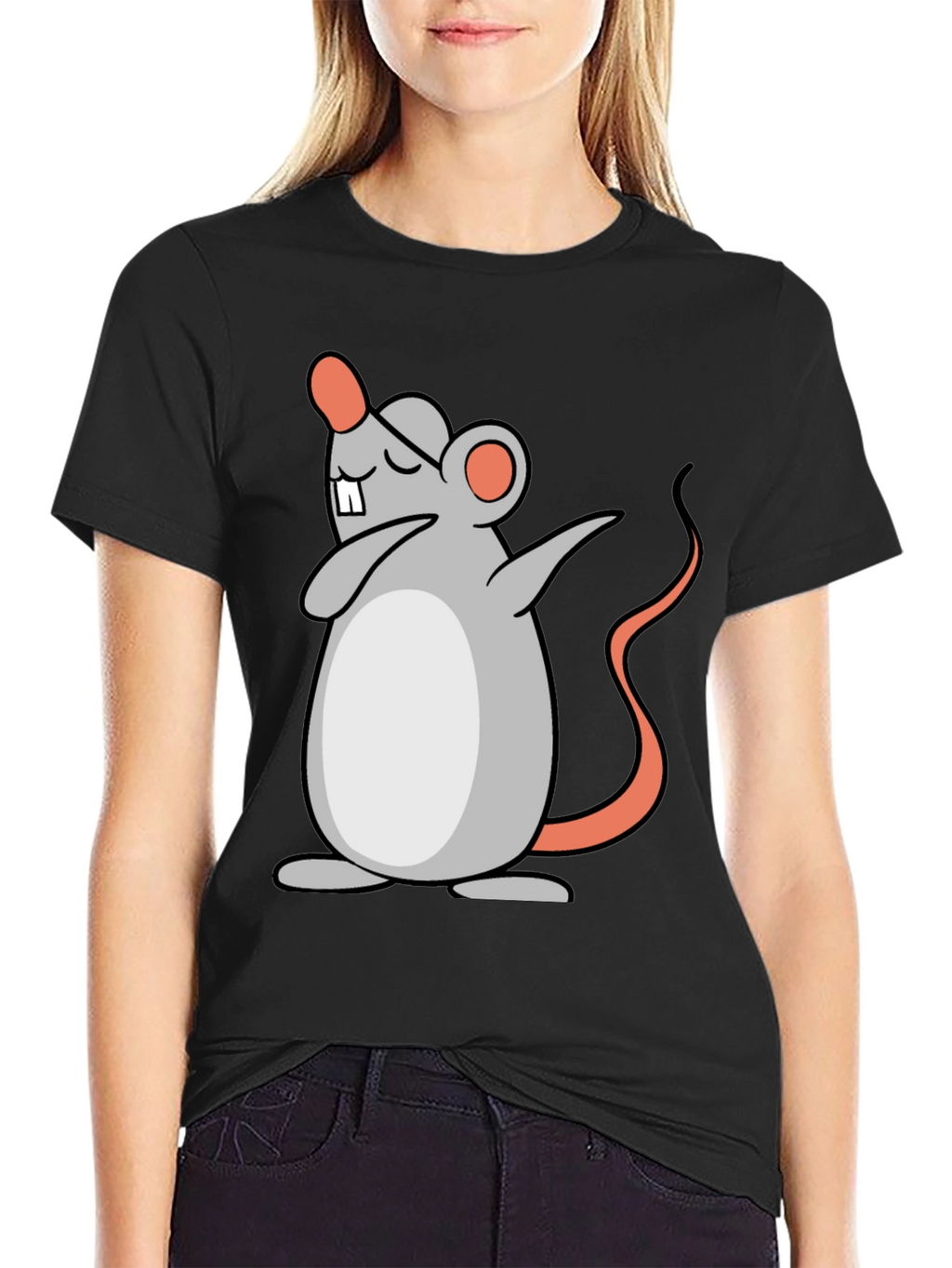Dabbing Mouse Graphic Tee - Black Cotton T-Shirt