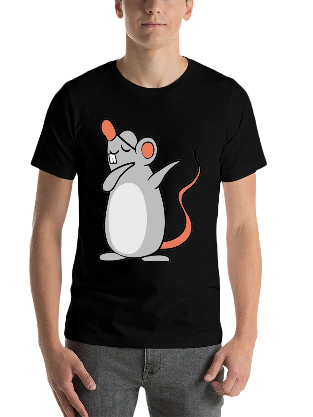 Dabbing Mouse Graphic Tee - Black Cotton T-Shirt