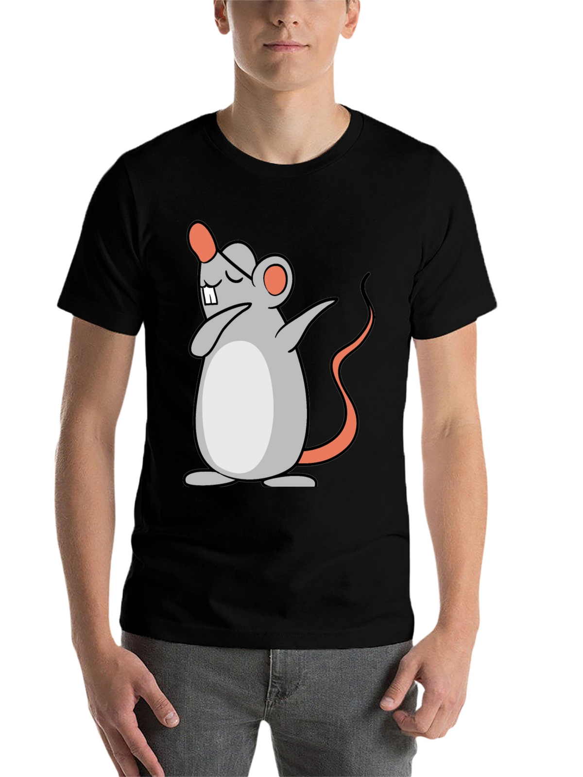 Dabbing Mouse Graphic Tee - Black Cotton T-Shirt