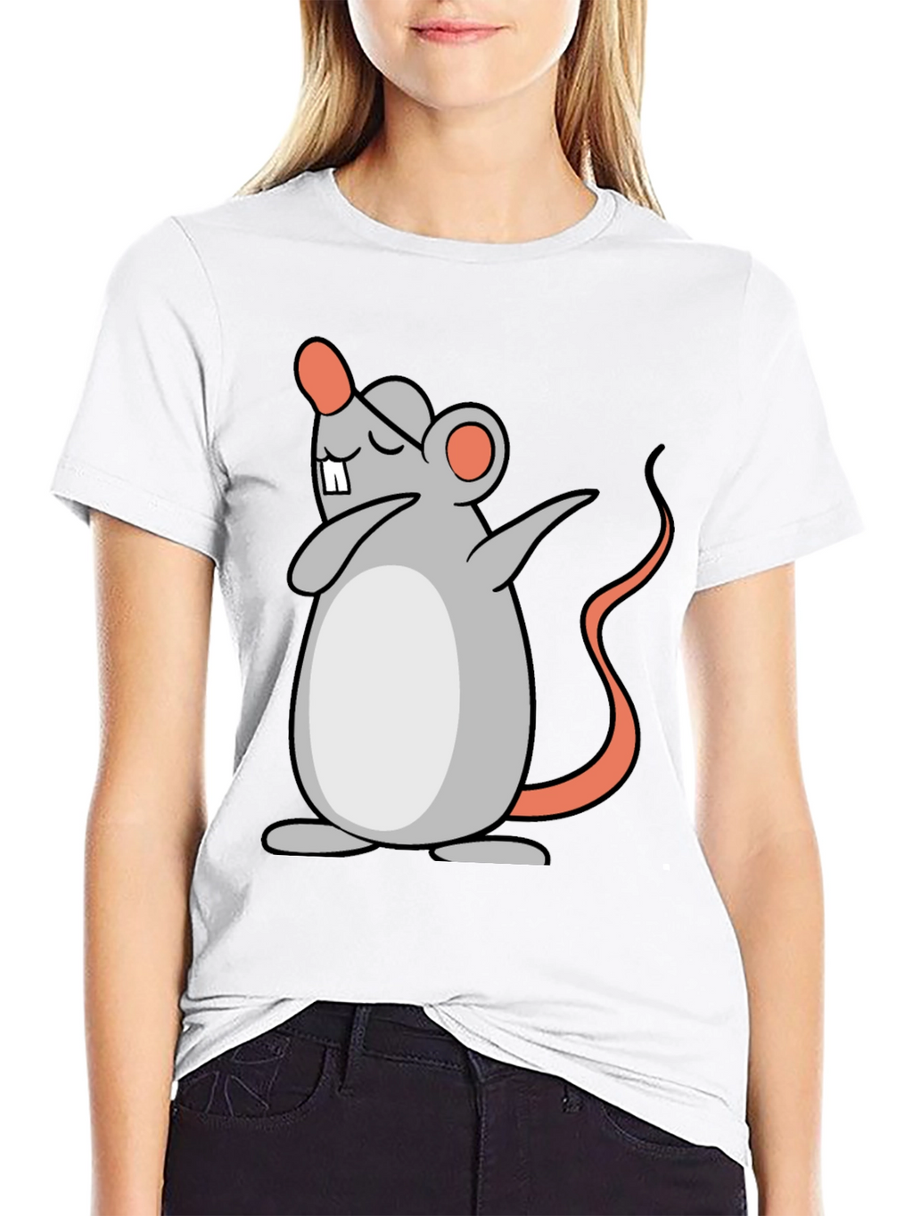 Dabbing Mouse Graphic Tee - Black Cotton T-Shirt