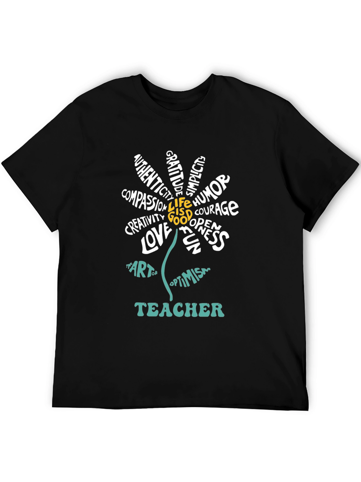 Teacher Word Art Flower Graphic T-Shirt