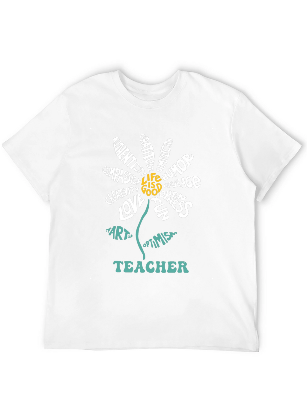 Teacher Word Art Flower Graphic T-Shirt