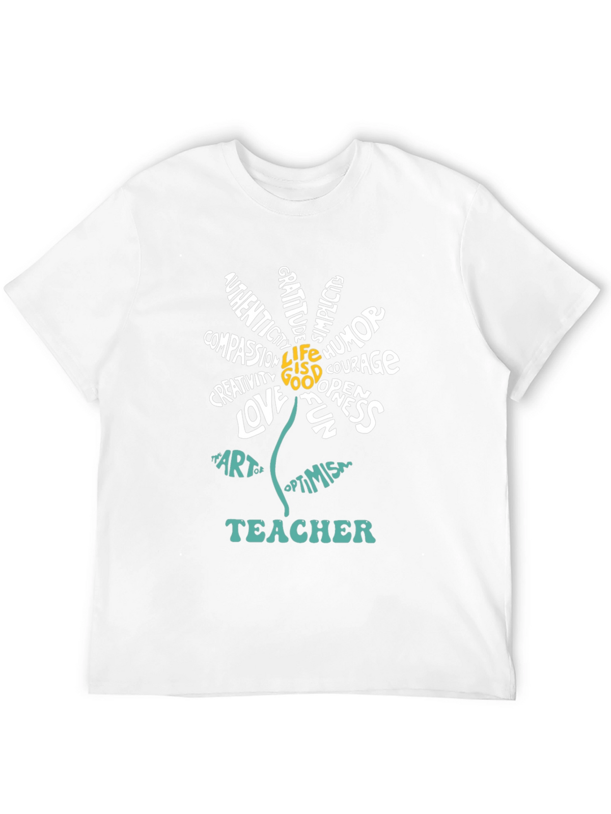 Teacher Word Art Flower Graphic T-Shirt