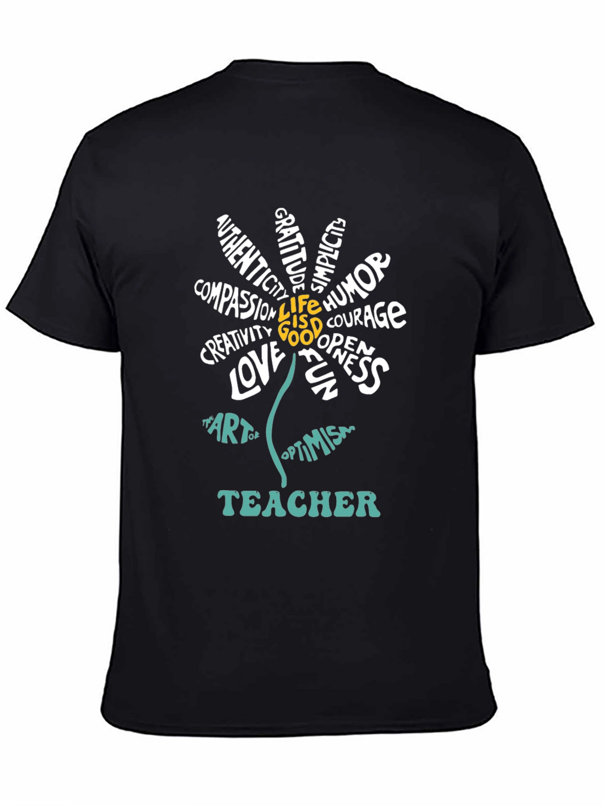 Teacher Word Art Flower Graphic T-Shirt