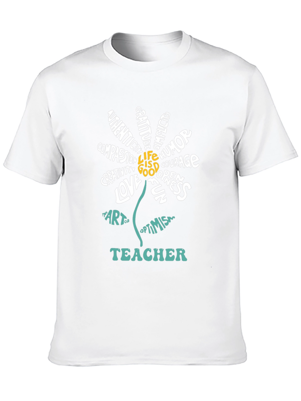 Teacher Word Art Flower Graphic T-Shirt