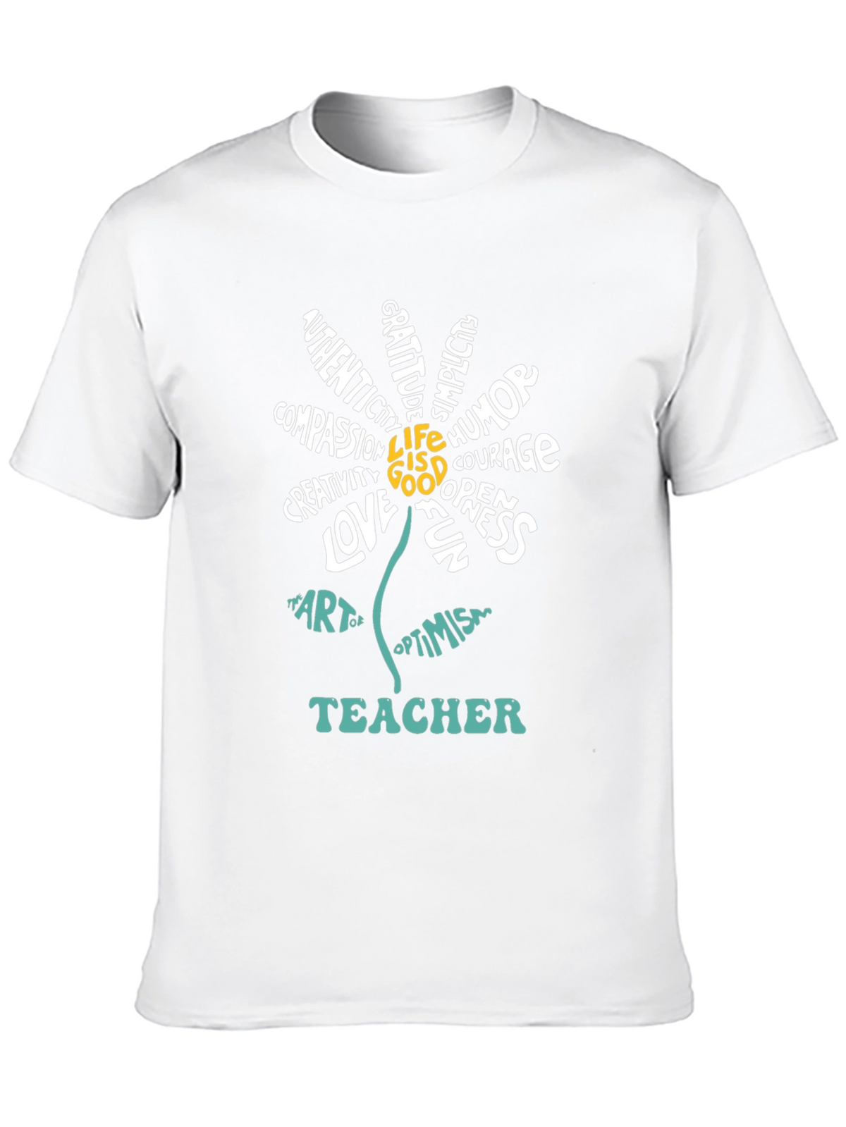 Teacher Word Art Flower Graphic T-Shirt