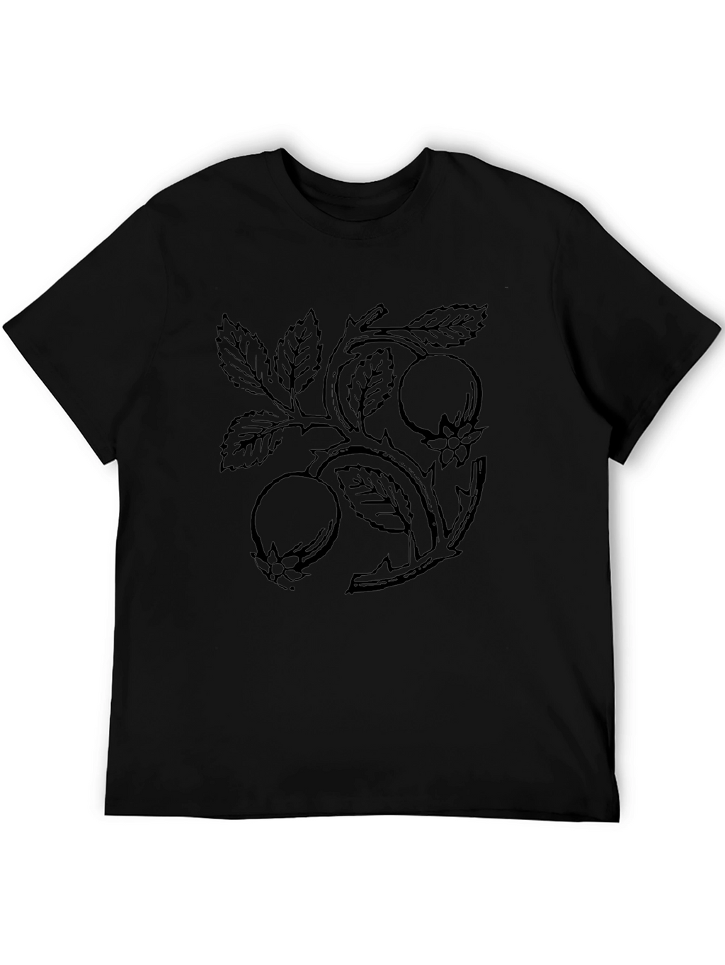 Black Botanical Branch Graphic Tee