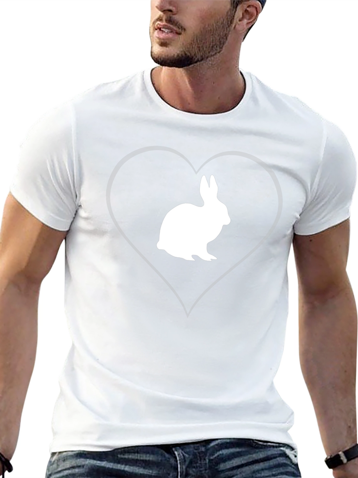 Rabbit Heart Graphic Tee - Mens Black T-Shirt