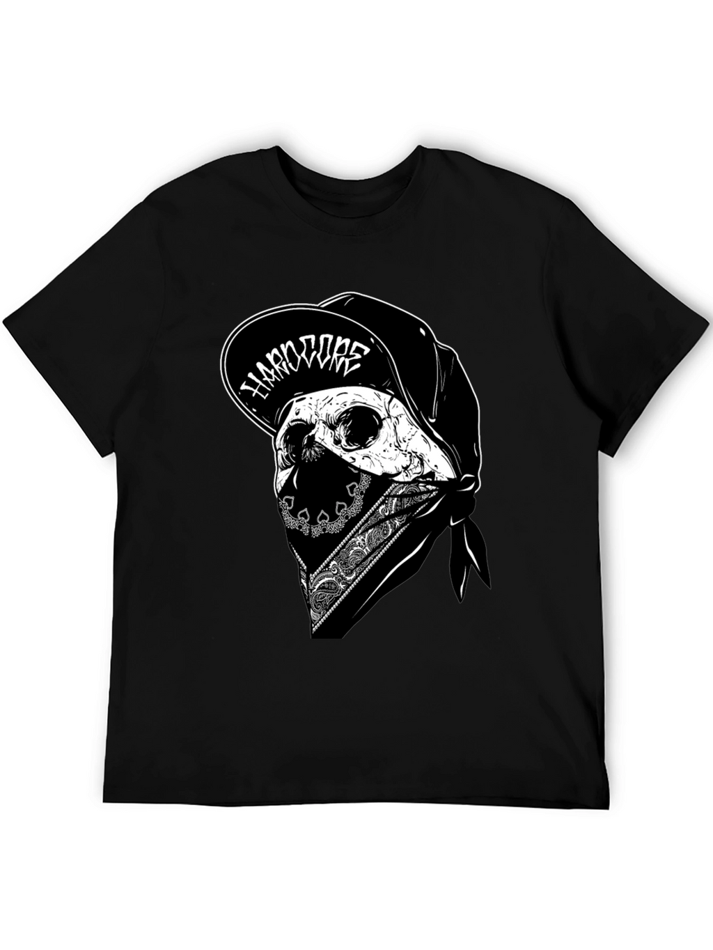 Hardcore Skull Graphic Tee - Black