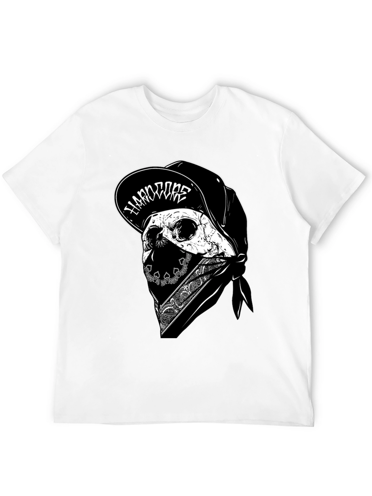 Hardcore Skull Graphic Tee - Black