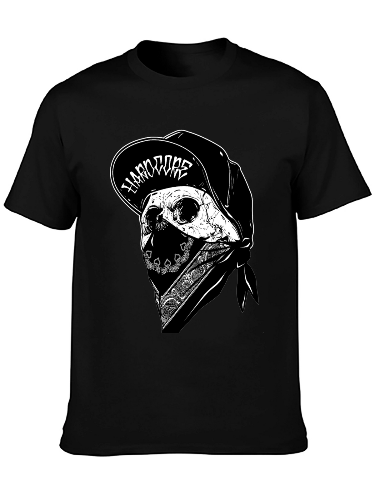 Hardcore Skull Graphic Tee - Black