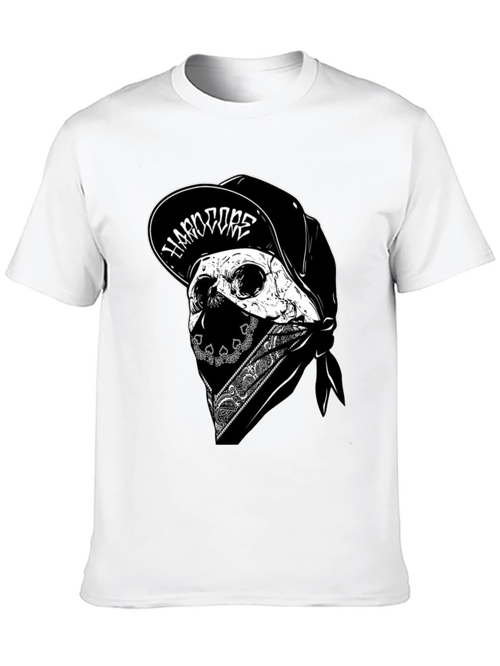 Hardcore Skull Graphic Tee - Black