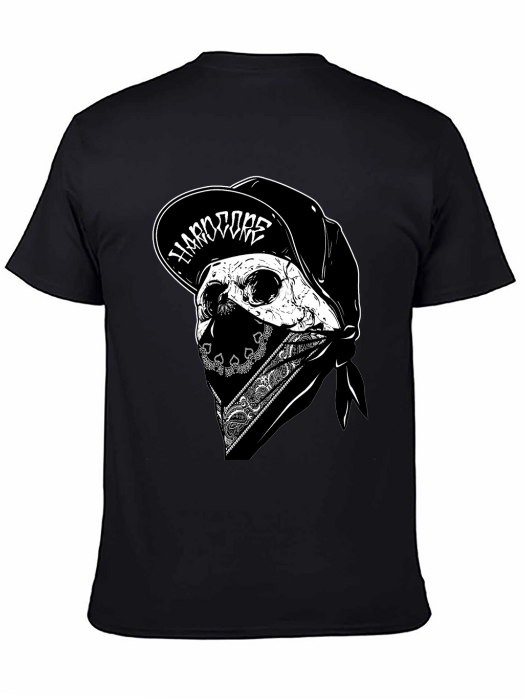 Hardcore Skull Graphic Tee - Black