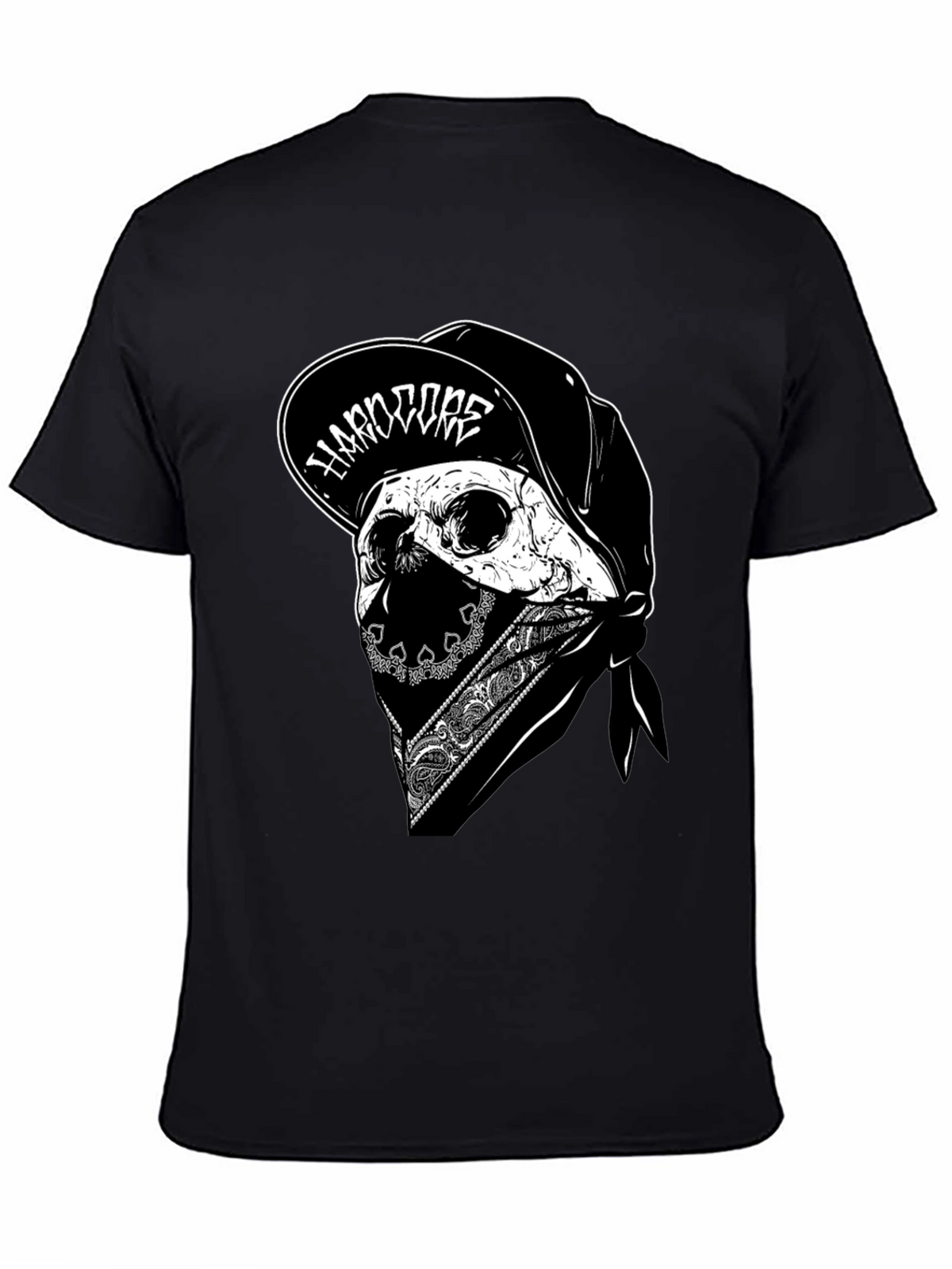 Hardcore Skull Graphic Tee - Black