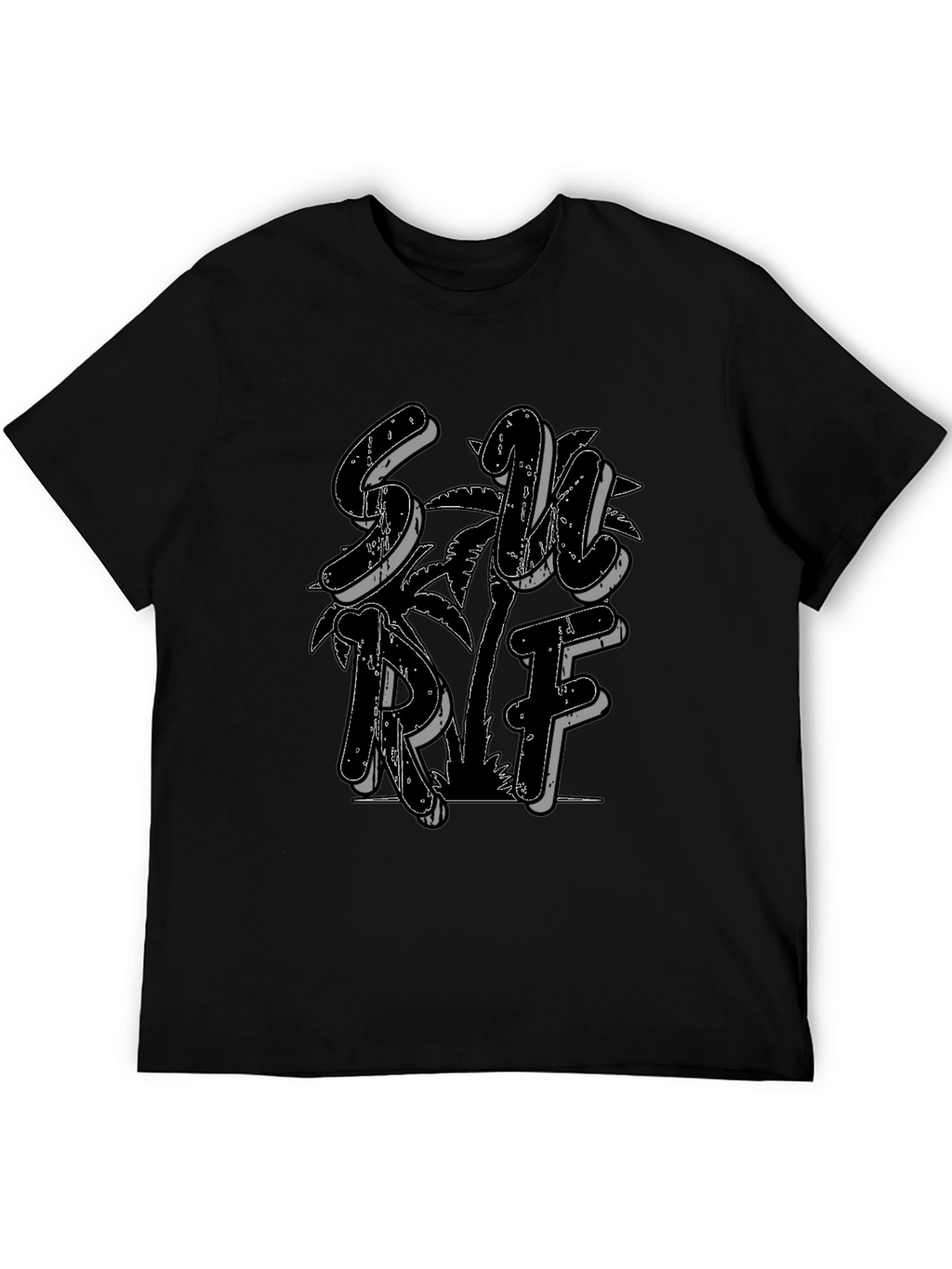 Black Surf Graphic Tee - Tropical Vibes
