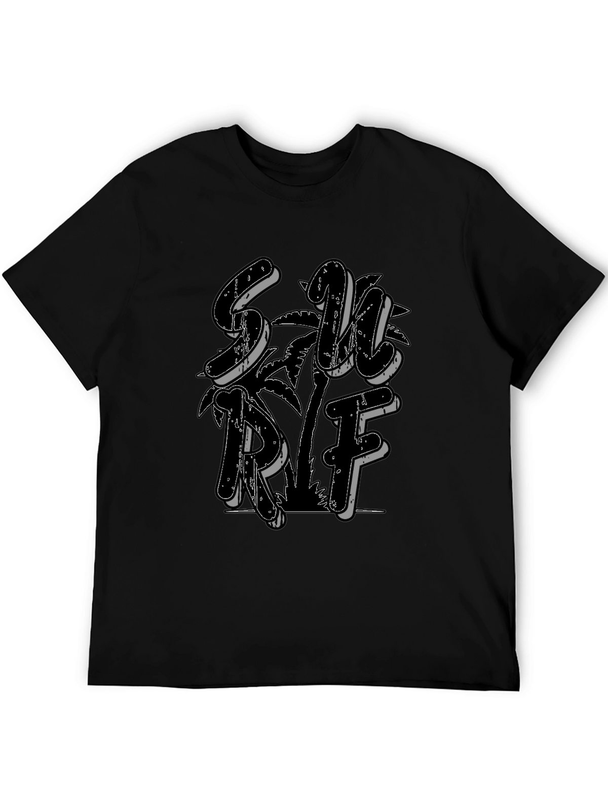 Black Surf Graphic Tee - Tropical Vibes