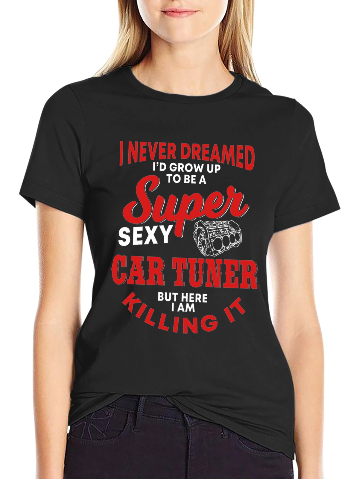Super Sexy Car Tuner Black Graphic T-Shirt