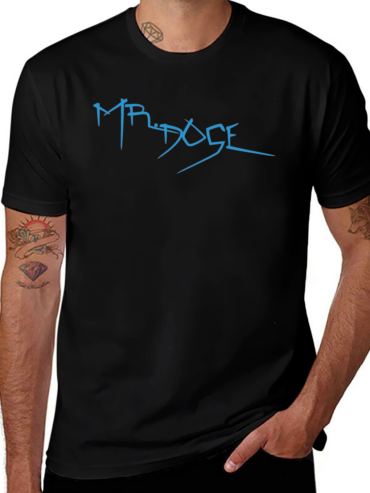 MR. DOSE Graphic Black T-Shirt - Stylish Casual Wear