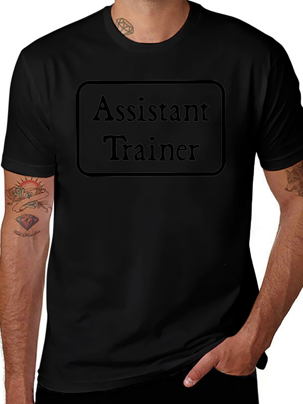 Assistant Trainer Black T-Shirt Crew Neck Casual