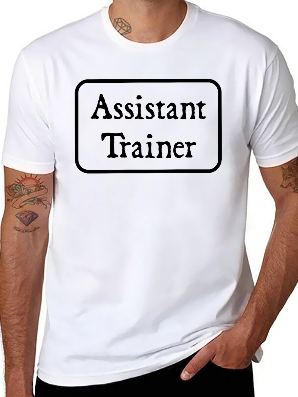 Assistant Trainer Black T-Shirt Crew Neck Casual