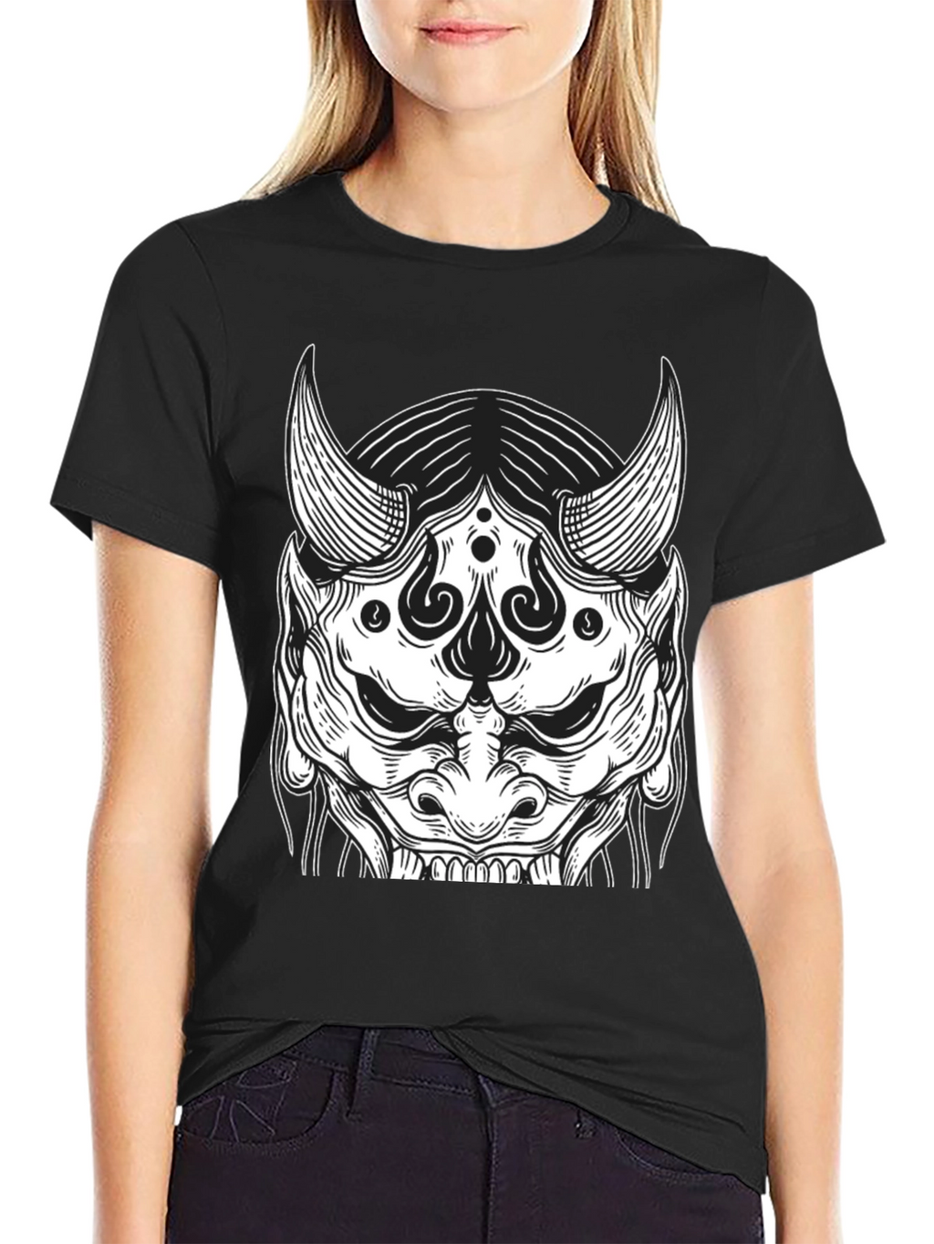 Black Oni Mask Graphic Tee