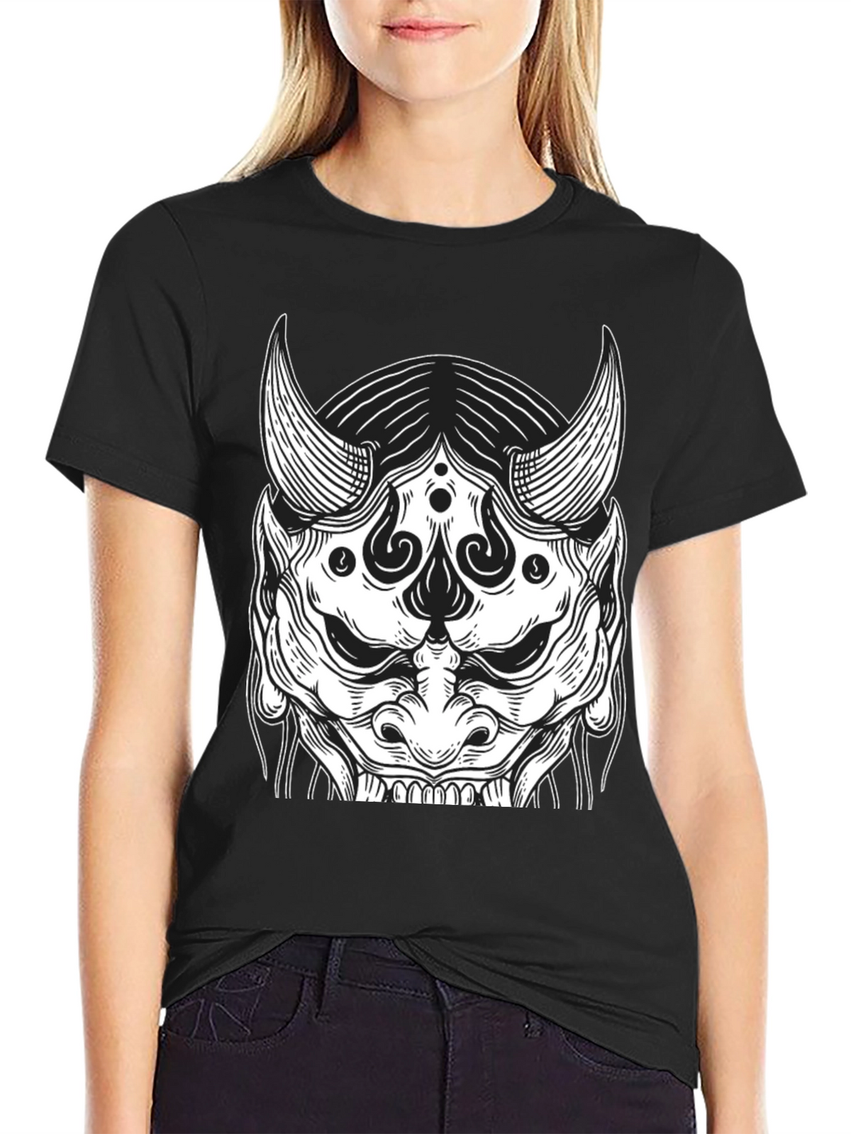 Black Oni Mask Graphic Tee