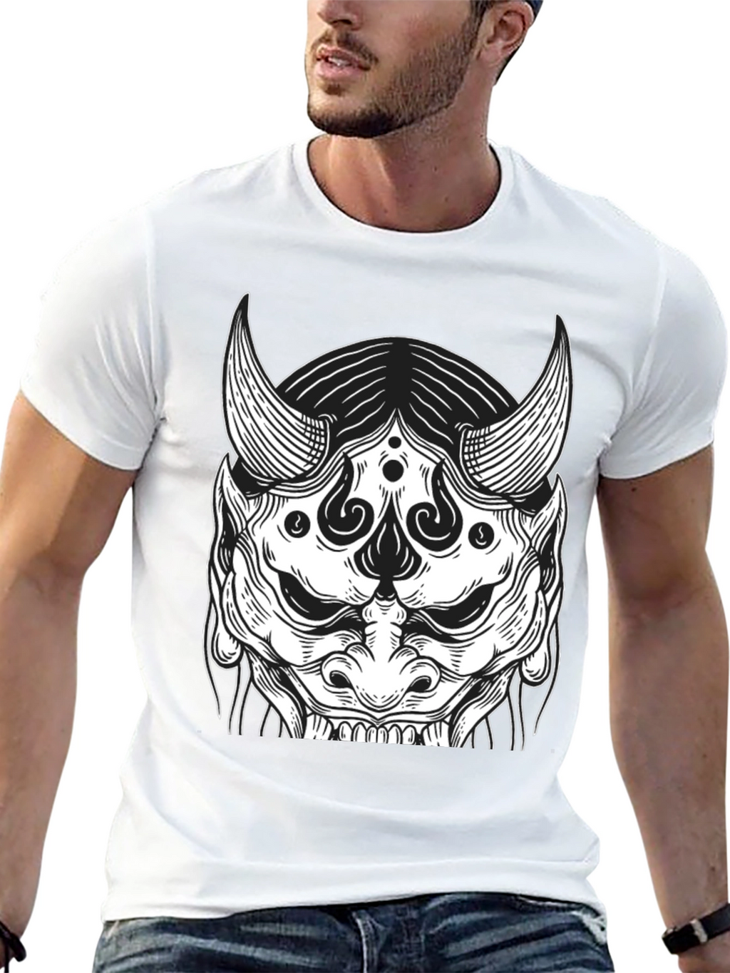 Black Oni Mask Graphic Tee