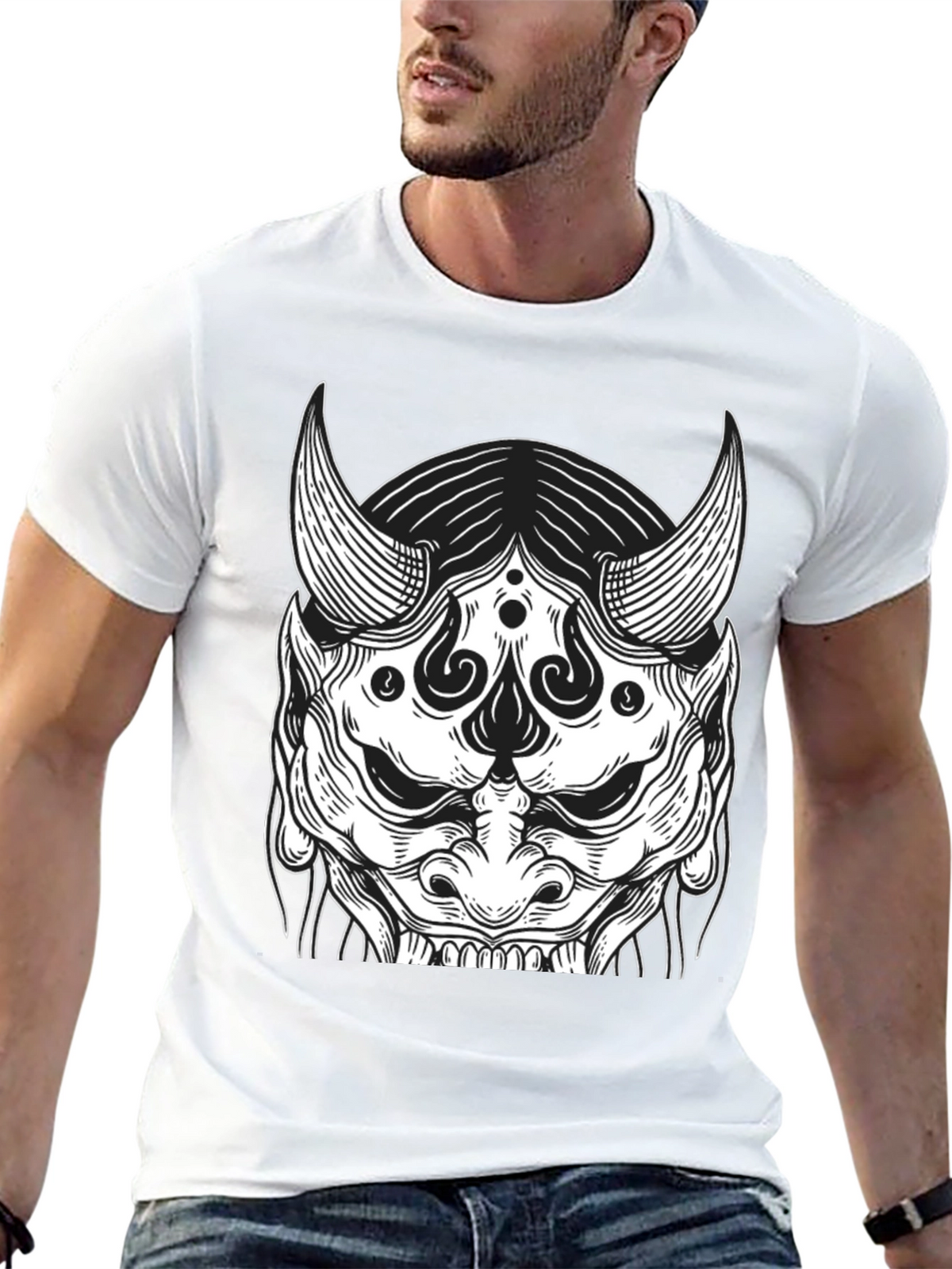 Black Oni Mask Graphic Tee