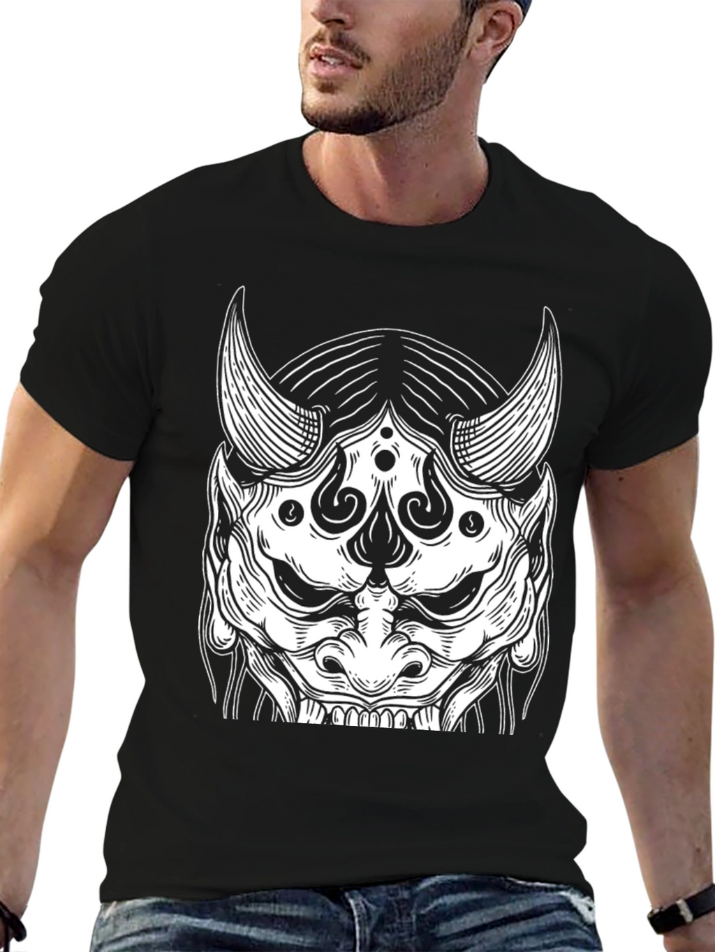 Black Oni Mask Graphic Tee