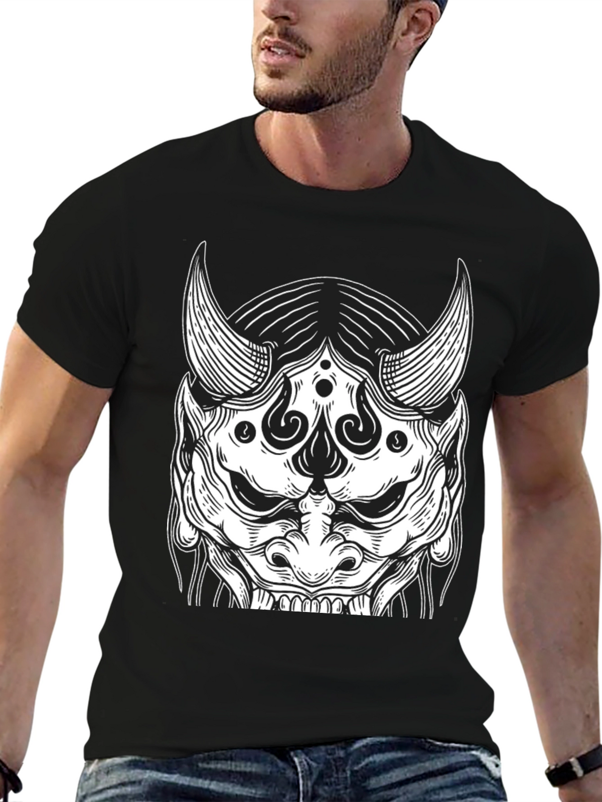 Black Oni Mask Graphic Tee