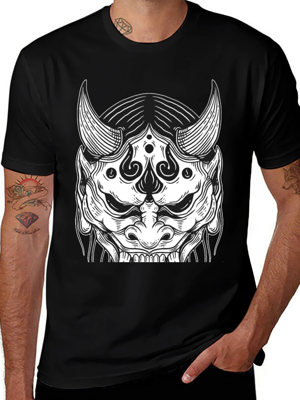 Black Oni Mask Graphic Tee