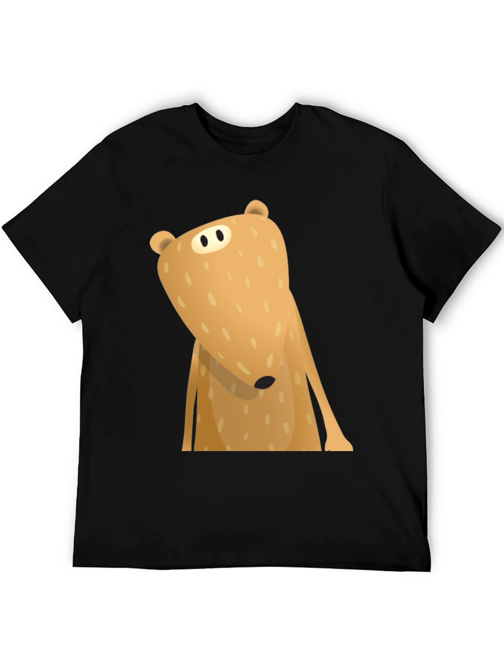 Funny Cartoon Bear Graphic T-Shirt - Black
