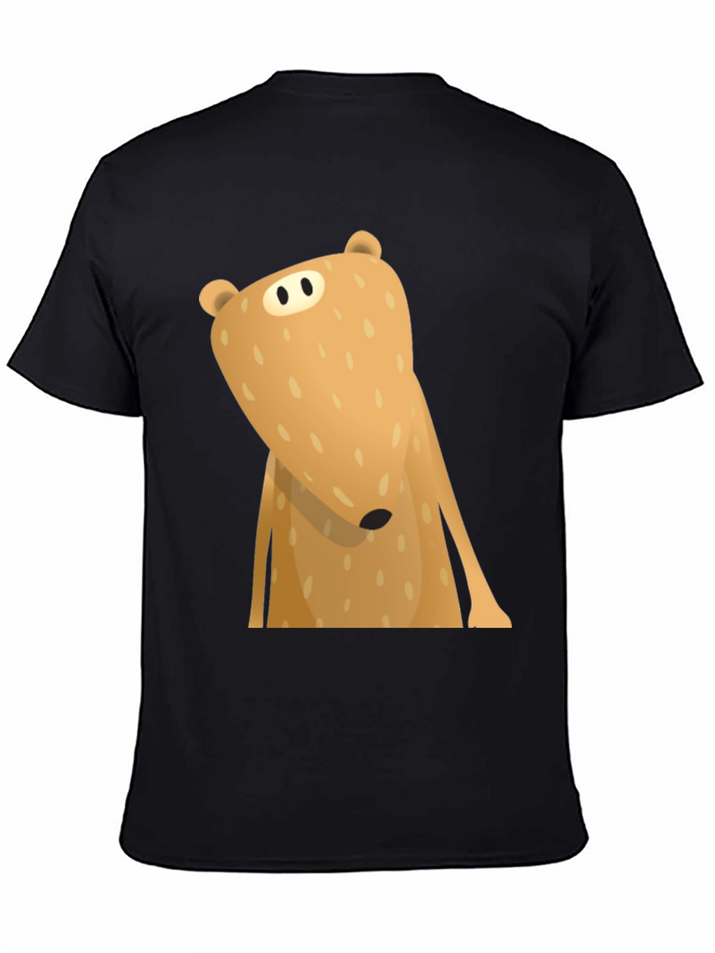 Funny Cartoon Bear Graphic T-Shirt - Black
