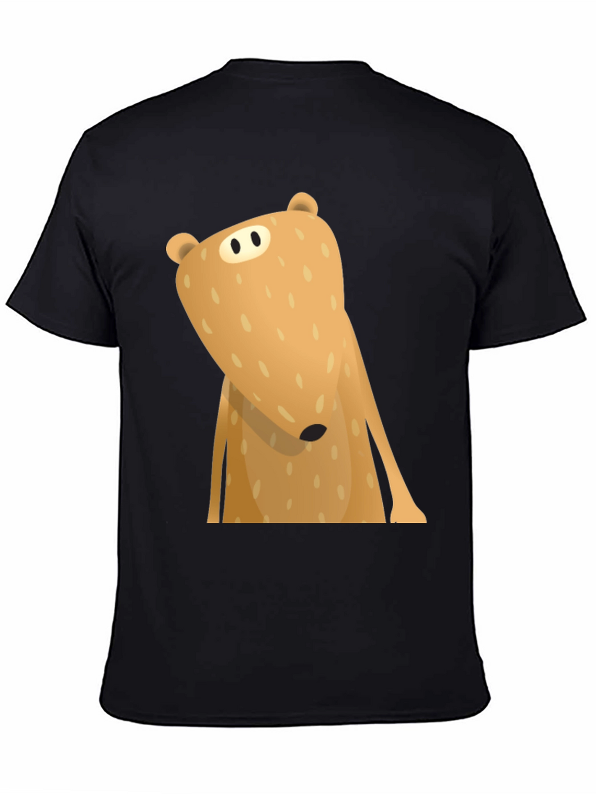 Funny Cartoon Bear Graphic T-Shirt - Black