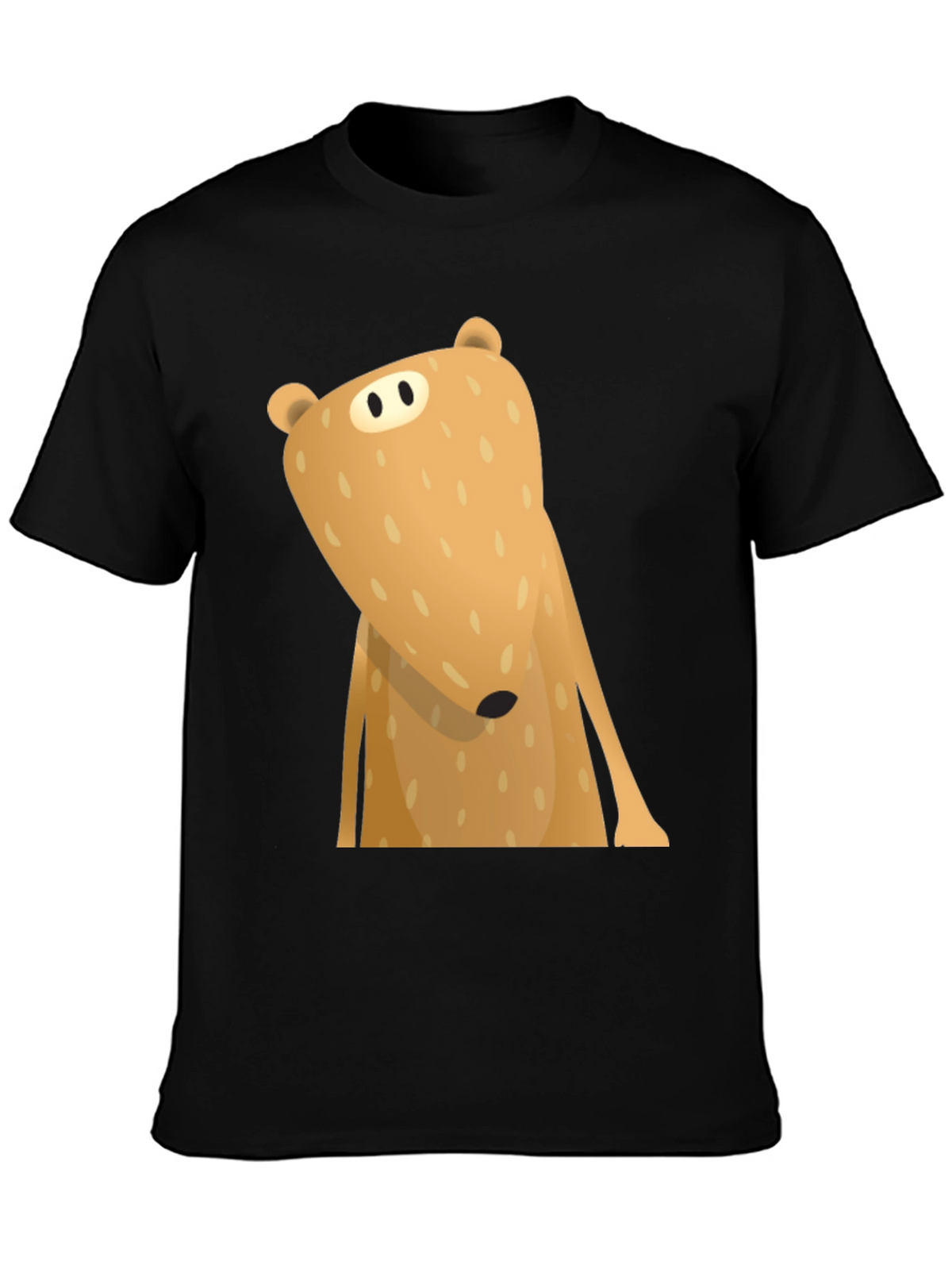 Funny Cartoon Bear Graphic T-Shirt - Black