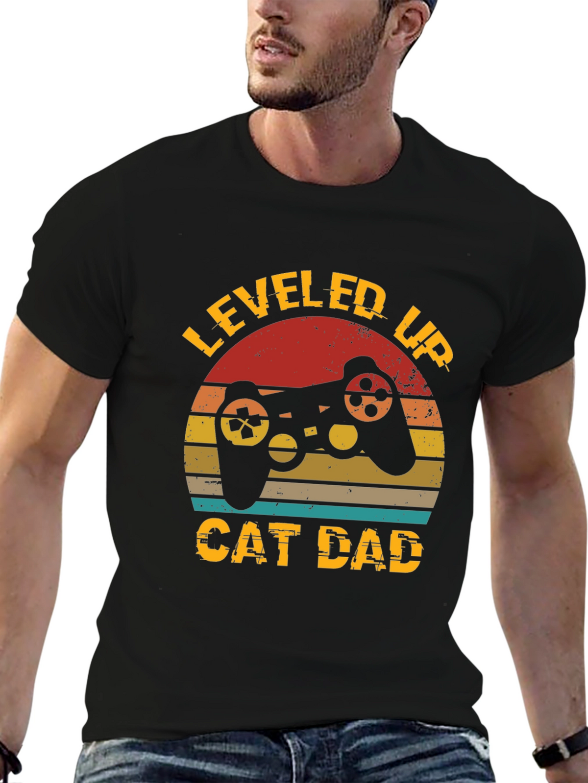 Leveled Up Cat Dad T-Shirt