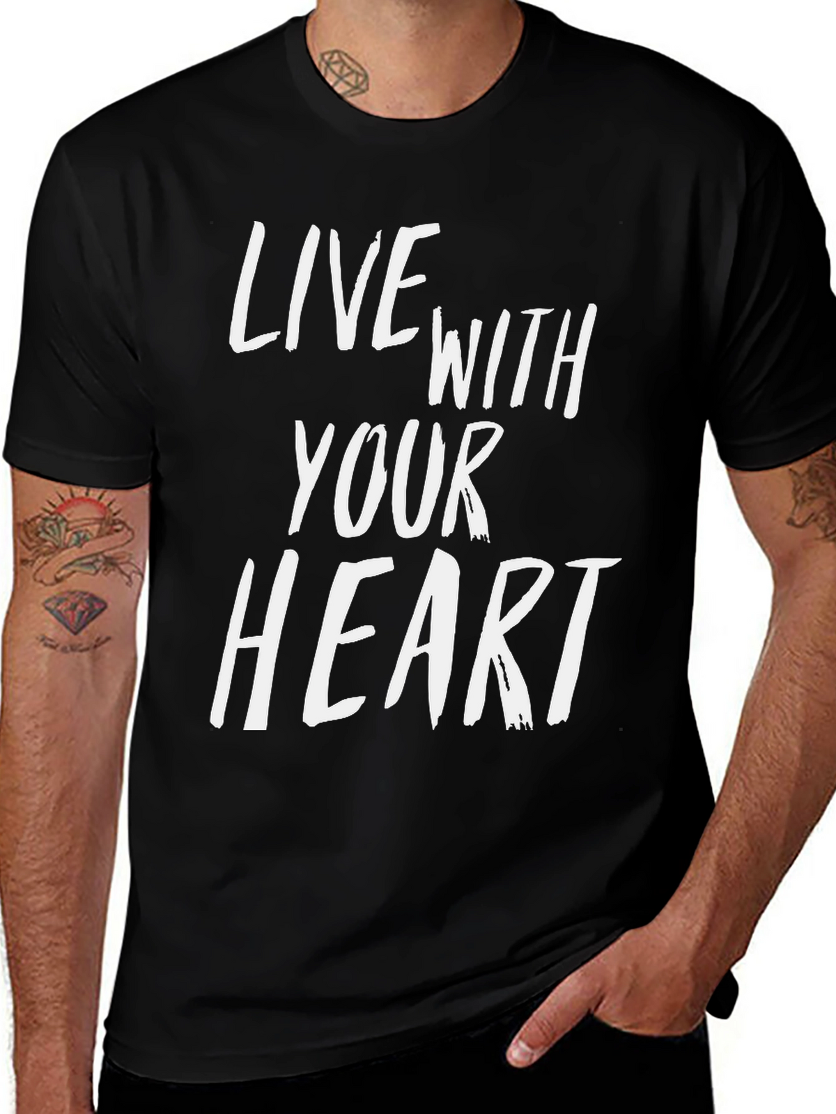 Live With Your Heart Graphic Tee - Black