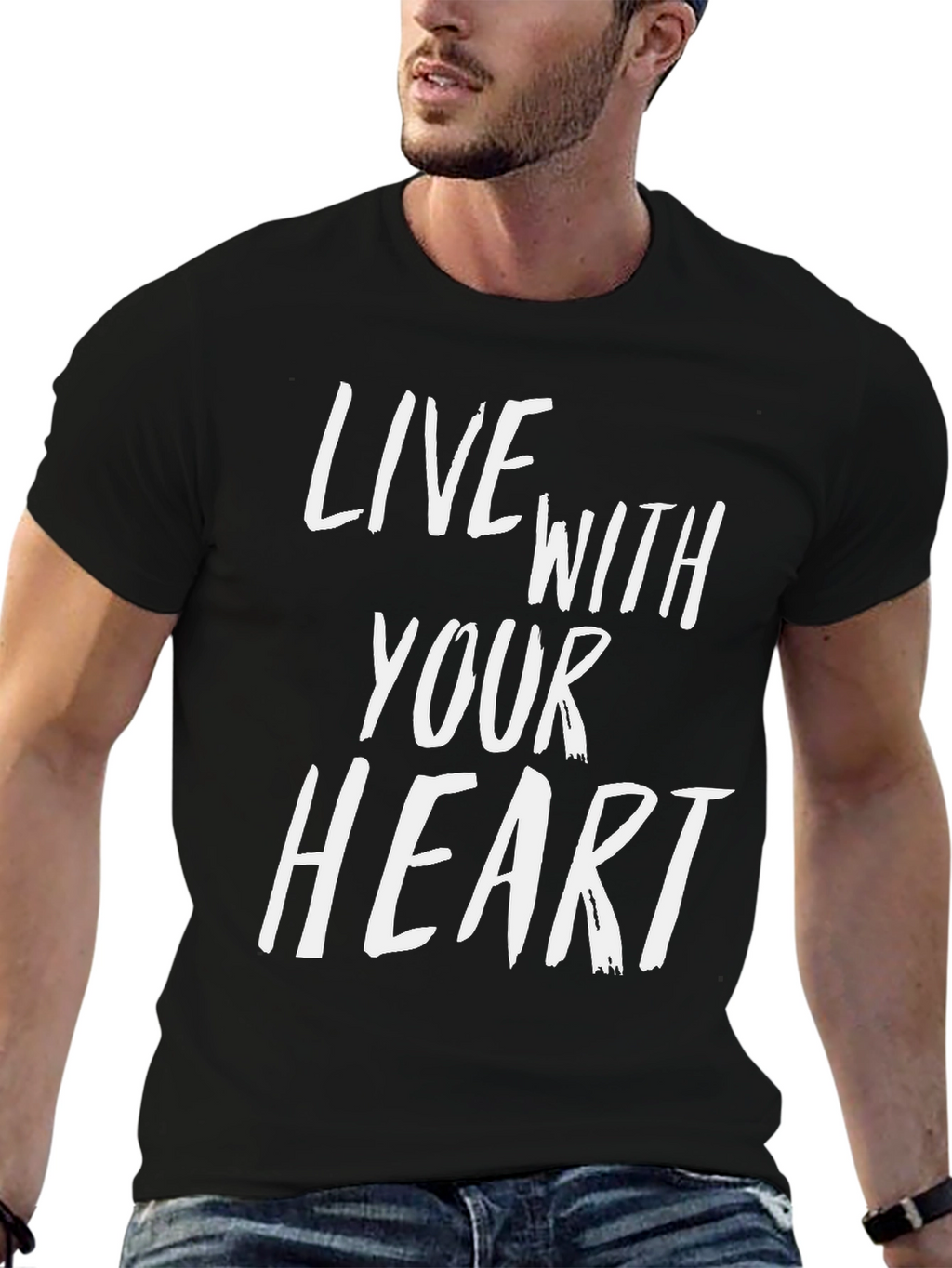 Live With Your Heart Graphic Tee - Black