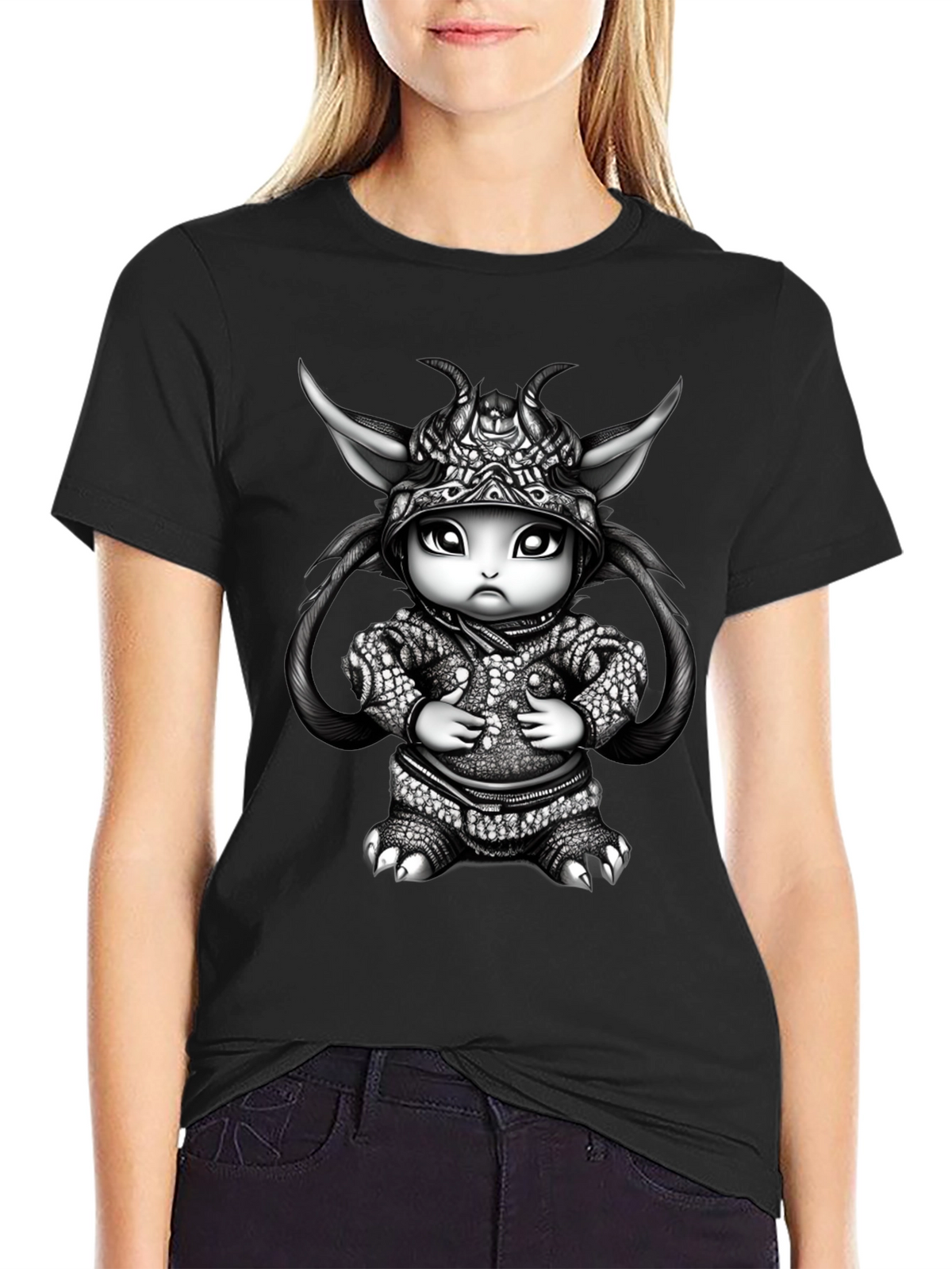 Fantasy Creature Graphic Tee - Black