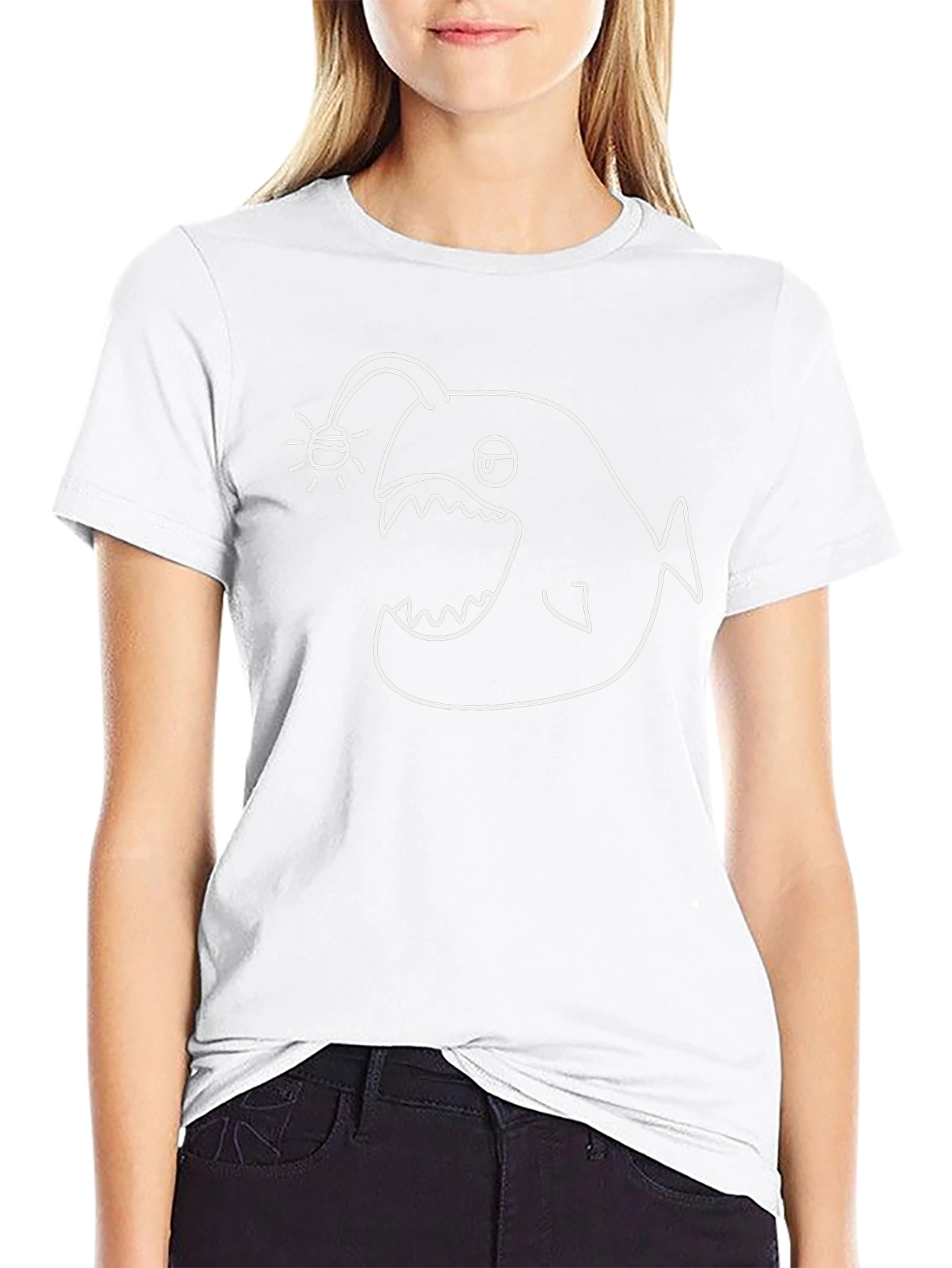 Anglerfish Graphic Tee - Black Cotton T-Shirt