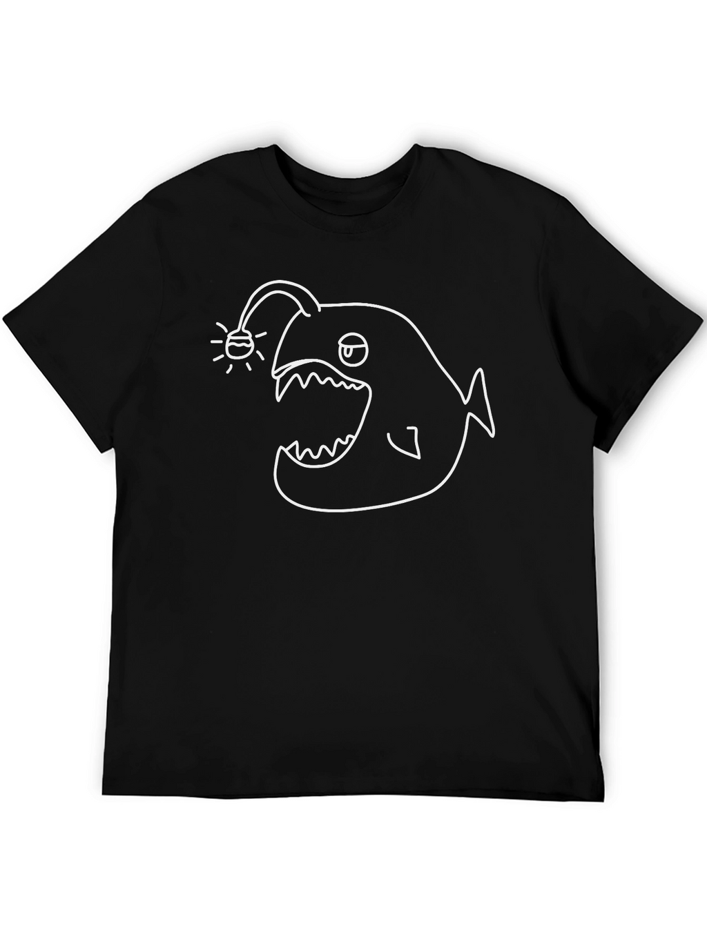 Anglerfish Graphic Tee - Black Cotton T-Shirt